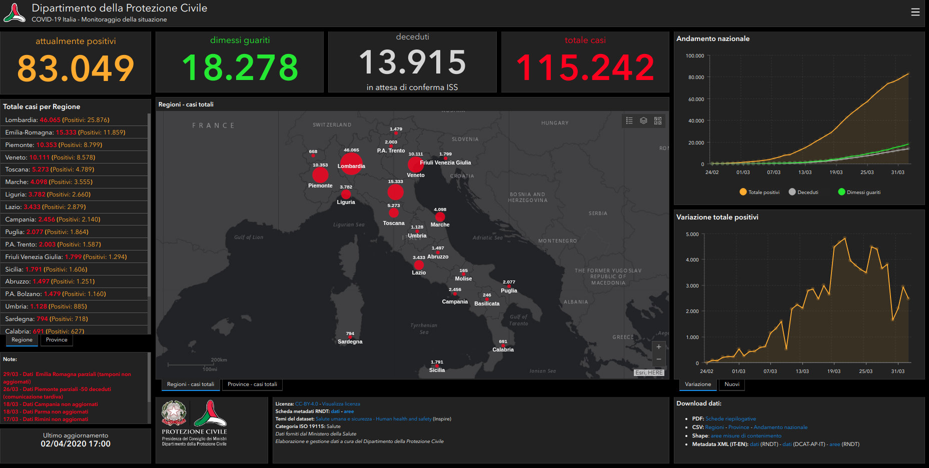 Italia Coronavirus Mappa