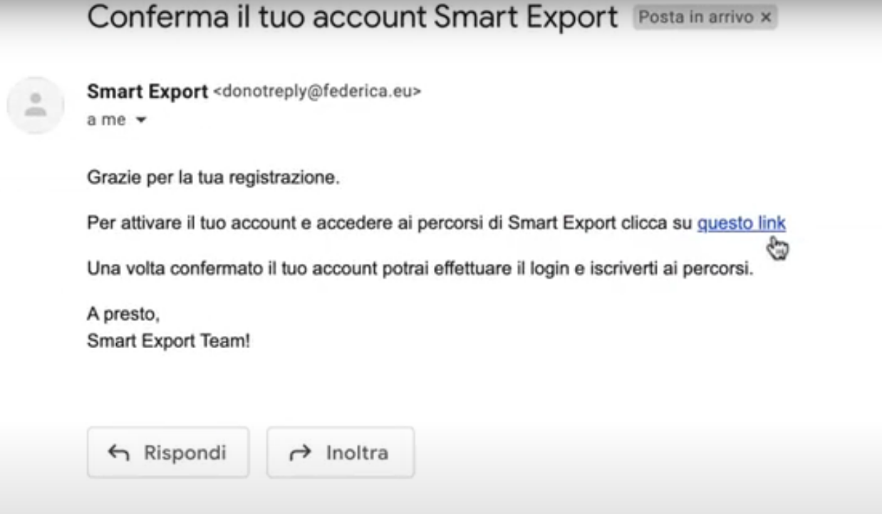 Conferma email Smart Export