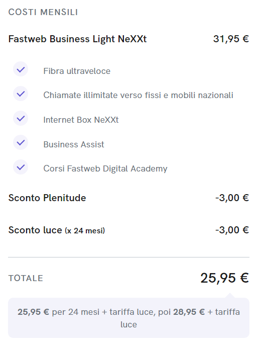 Fastweb Gas e Luce partite IVA