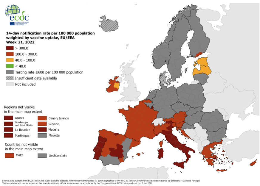 Mappa UE rischio Covid