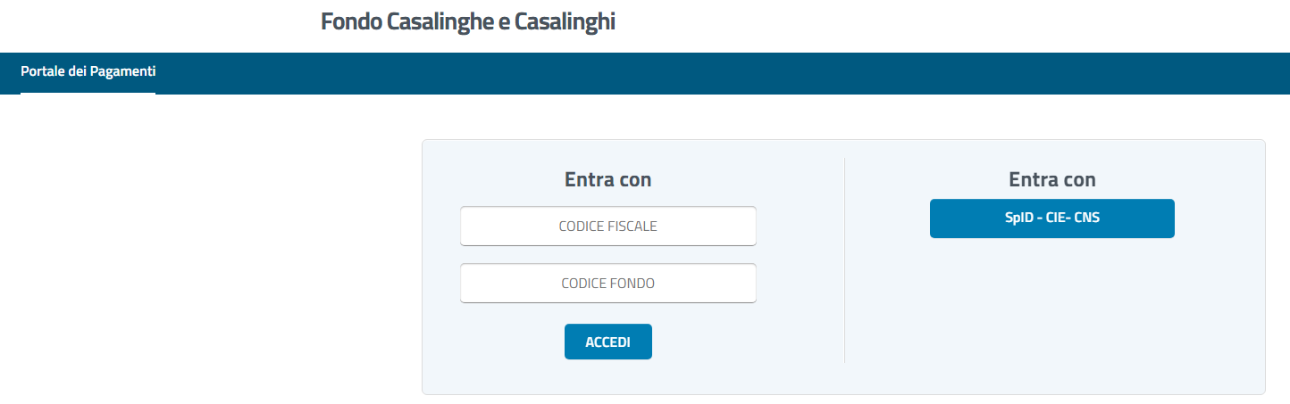 Fondo Casalinghi Casalinghe - Portale Pagamenti INPS