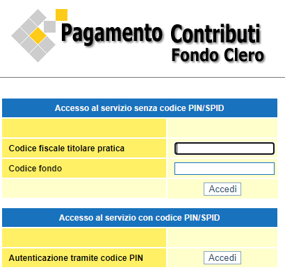 Fondo Clero - Portale Pagamenti INPS