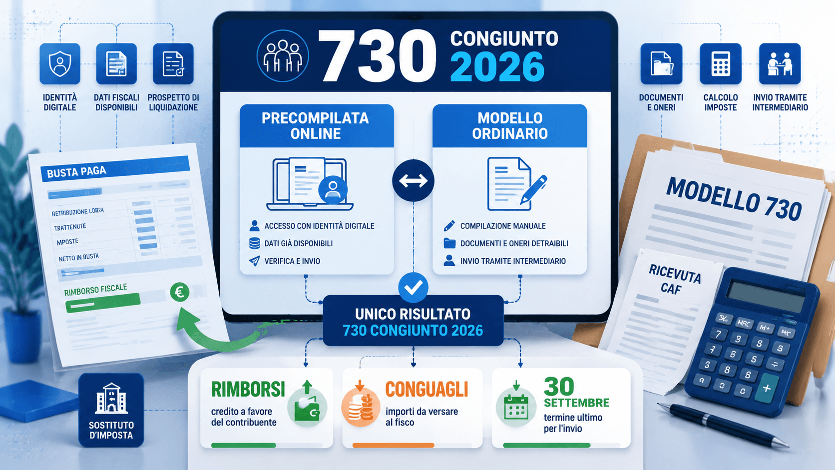 730 congiunto 2026 per i rimborsi con un solo sostituto