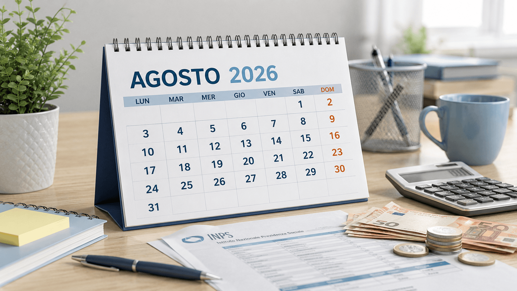 Pagamenti INPS agosto 2026: calendario pensioni, Assegno Unico, ADI, SFL e NASpI
