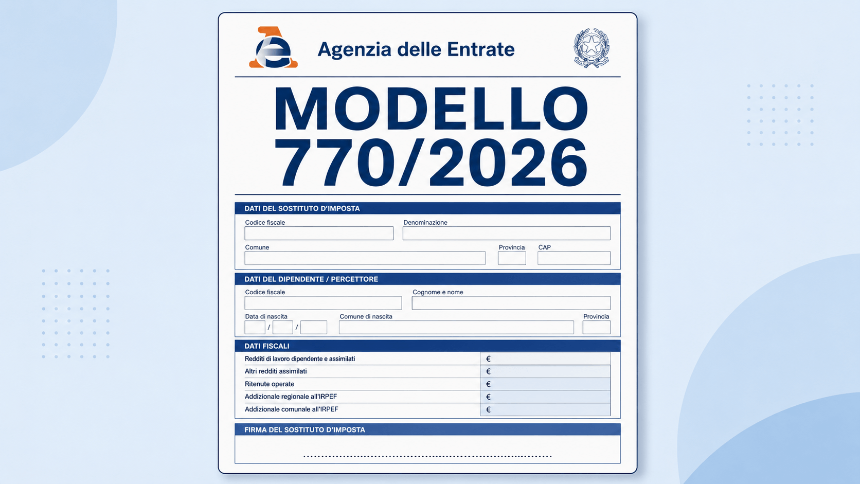 Modello 770/2026: novità su righi e codici tributo
