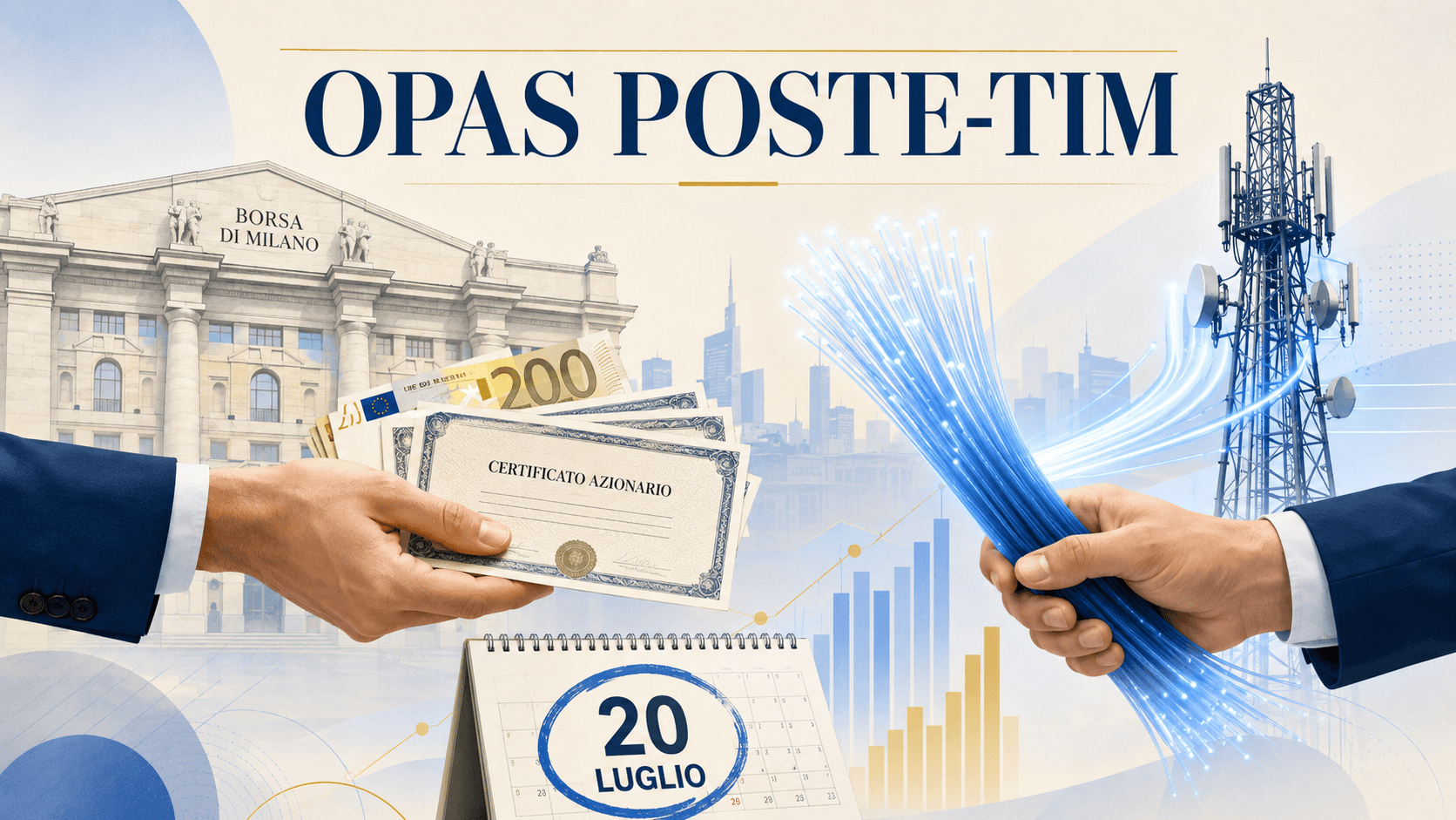 Offerta Poste su TIM, dal 20 luglio gli azionisti scelgono tra denaro, azioni e Borsa
