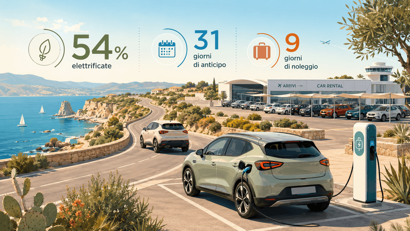 Auto a noleggio, le elettrificate superano il termico nell’estate 2026