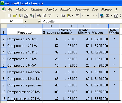 Copiare le righe da Excel
