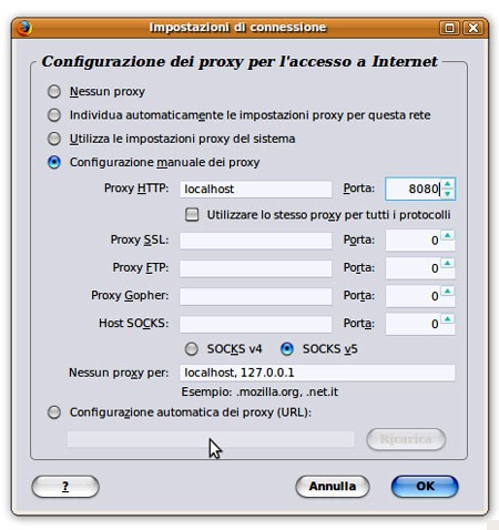 Le impostazioni per Firefox