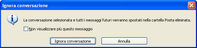 Opzione per ignorare una conversazione e tutti i suoi messaggi futuri