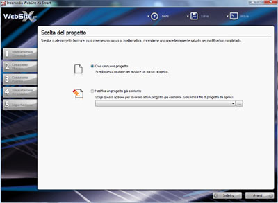 Finestra scelta del progetto